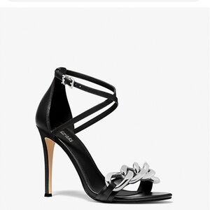 Michael Kors Black and Silver High Heeled Sandals